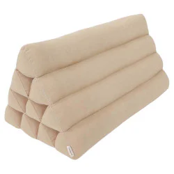 Liten enfärgad beige kapok pyramidkudde