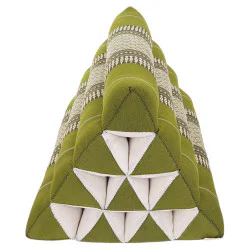 Pyramidkudde kapok - Grön-vit